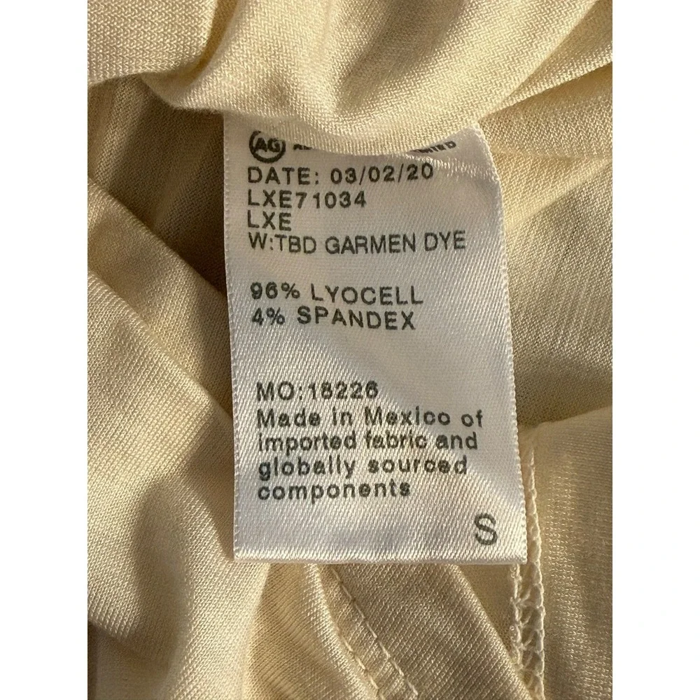 AG Adriano Goldschmied Womens Cream Ruched Faux Wrap Long Sleeve Top Size Small